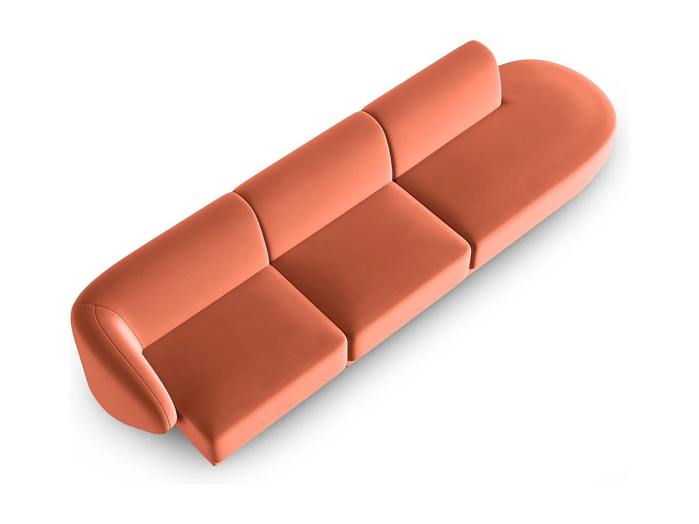 CXL by Christian Lacroix - Canapé modulable droit "Lionel" 4 places en velours corail - 311x93x74cm