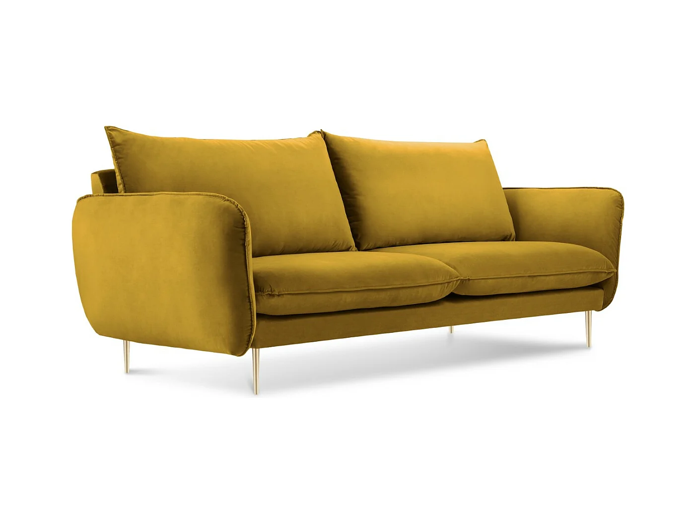 Cosmopolitan Design - Canapé "Vienna" 2 places en velours jaune - 160x92x95cm