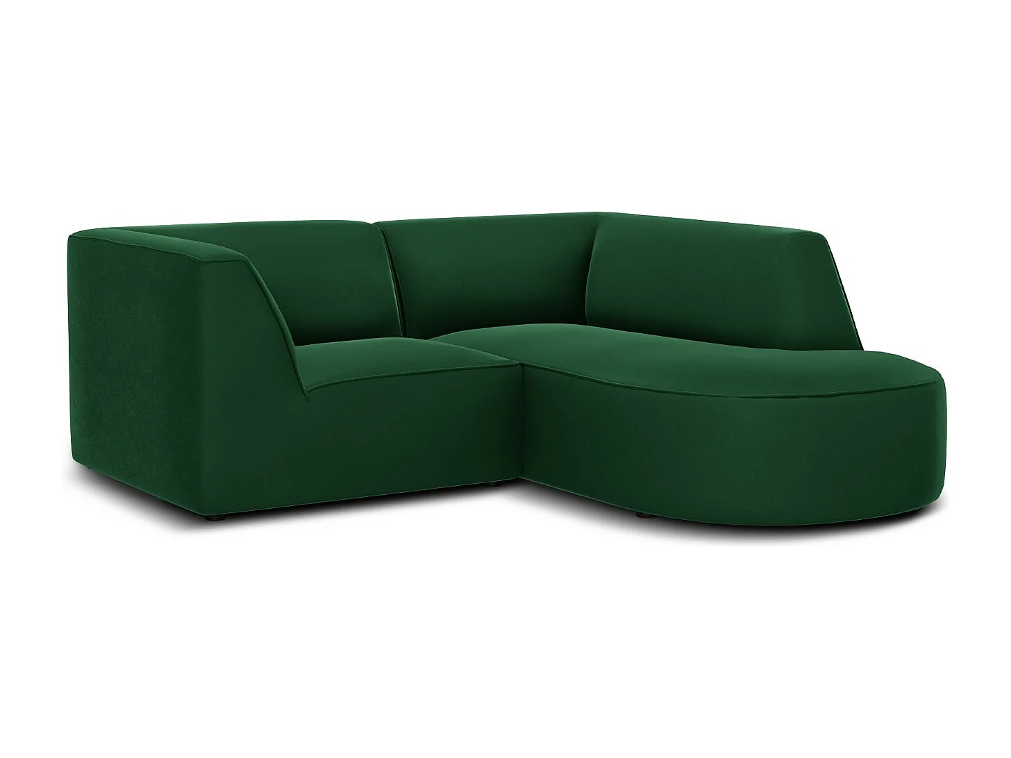 CXL by Christian Lacroix - Sofá de canto direito "Charles" 3 lugares em veludo verde - 186x180x69cm