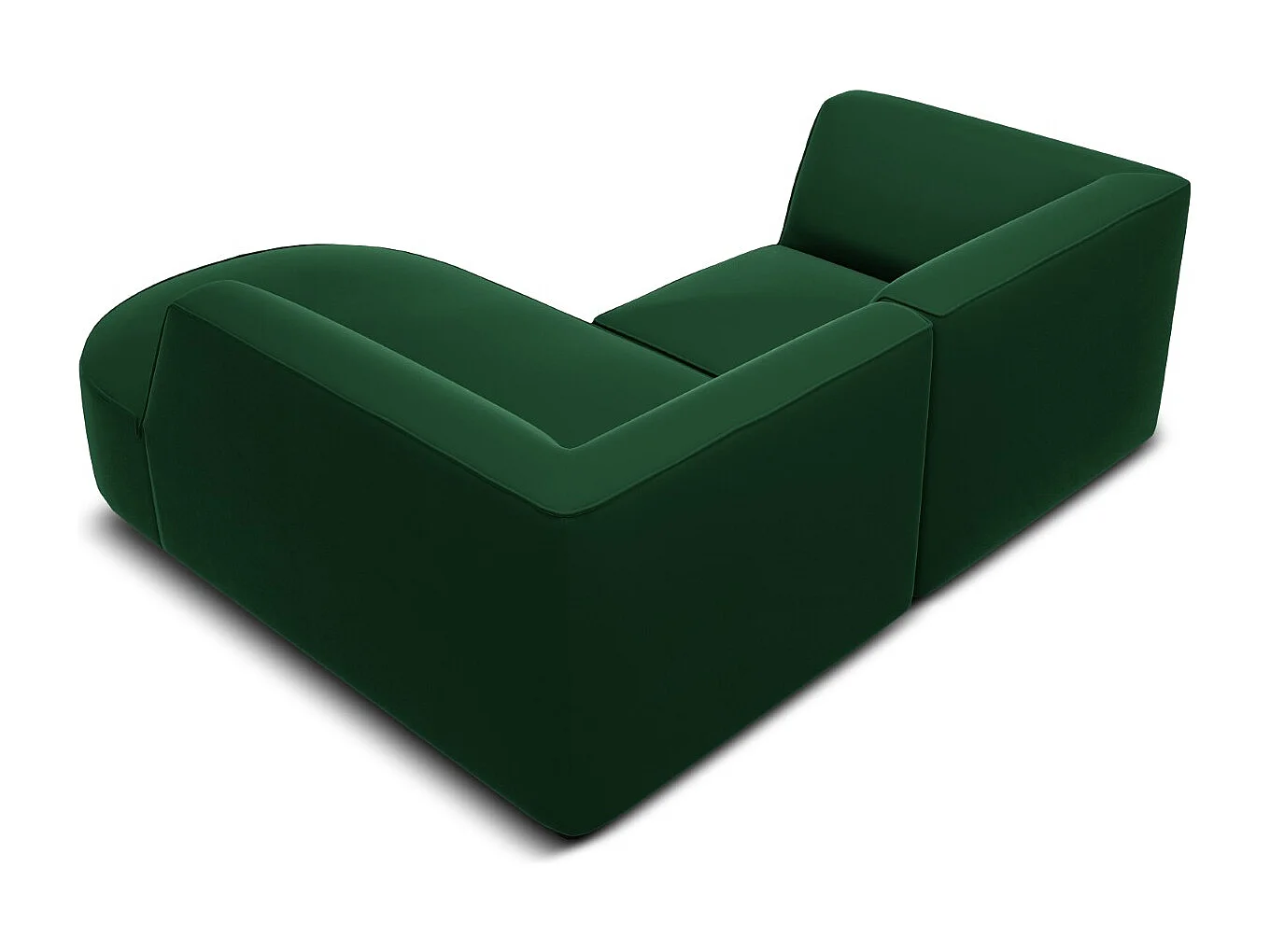 CXL by Christian Lacroix - Sofá de canto direito "Charles" 3 lugares em veludo verde - 186x180x69cm