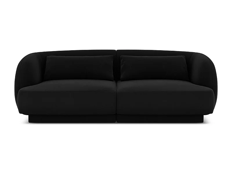 Cosmopolitan Design - 2-Sitzer Sofa "Tulum" aus Samt schwarz - 180x90x70cm