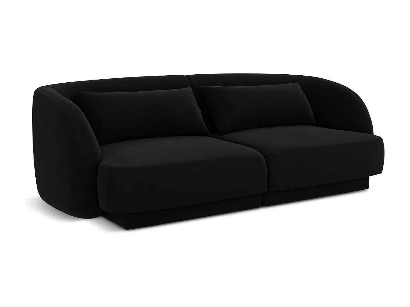 Cosmopolitan Design - Canapé "Tulum" 2 places en velours noir - 180x90x70cm