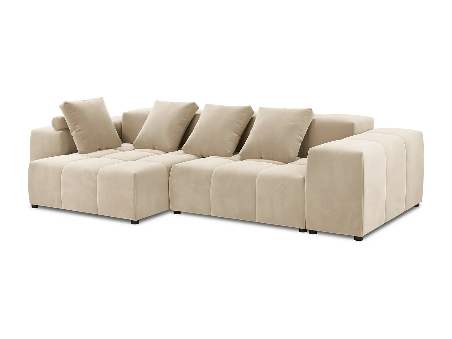 Cosmopolitan Design - Divano angolare modulare reversibile "Rome" 4 posti in velluto beige - 320x160x75cm