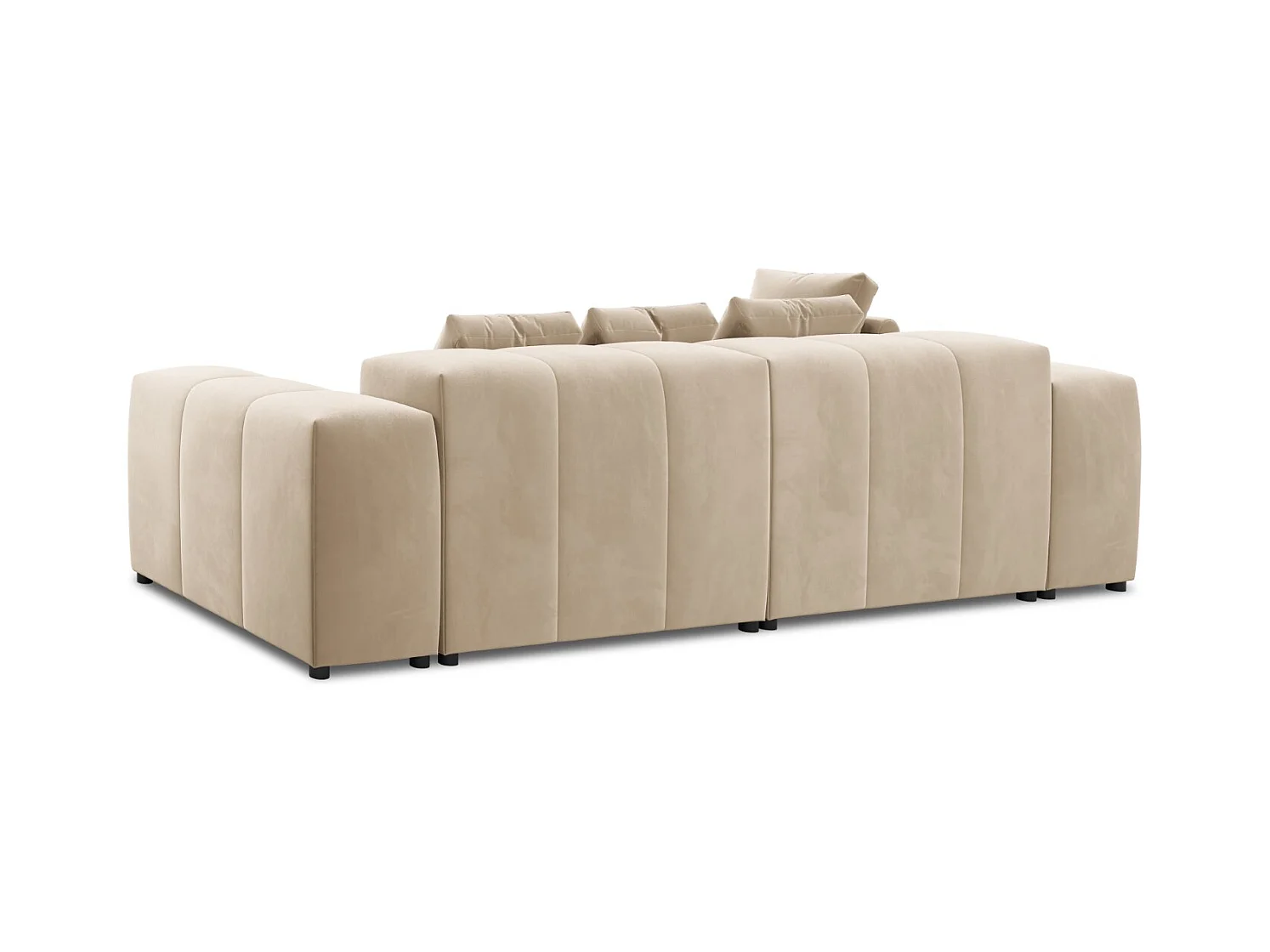 Cosmopolitan Design - Canapé d'angle symétrique modulable "Rome" 4 places en velours beige - 320x160x75cm