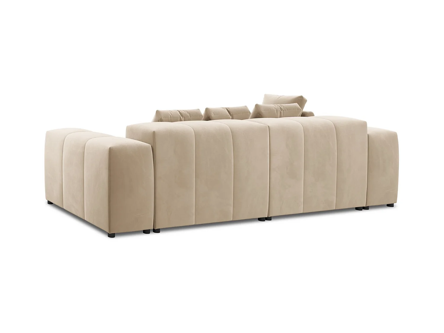 Cosmopolitan Design - Canapé d'angle symétrique modulable "Rome" 4 places en velours beige - 320x160x75cm