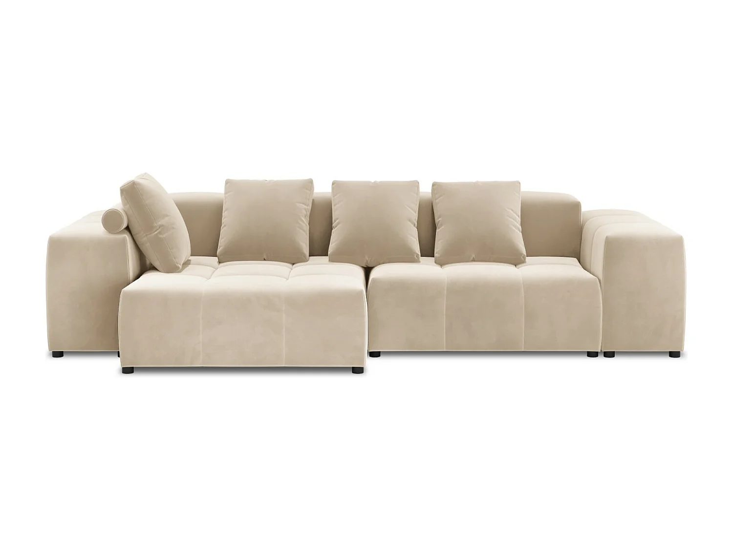 Cosmopolitan Design - Sofá de canto modular simétrico "Rome" 4 lugares em veludo bege - 320x160x75cm