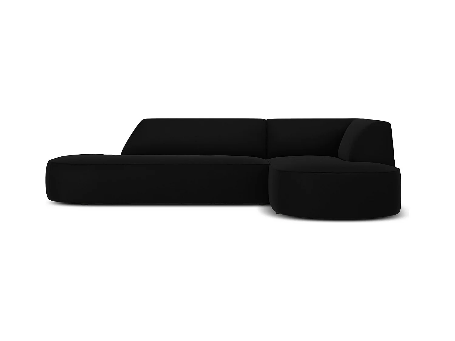 CXL by Christian Lacroix - Rechter hoekbank "Charles" 4 zitplaatsen, Flueel, Zwart - 273x180x69cm