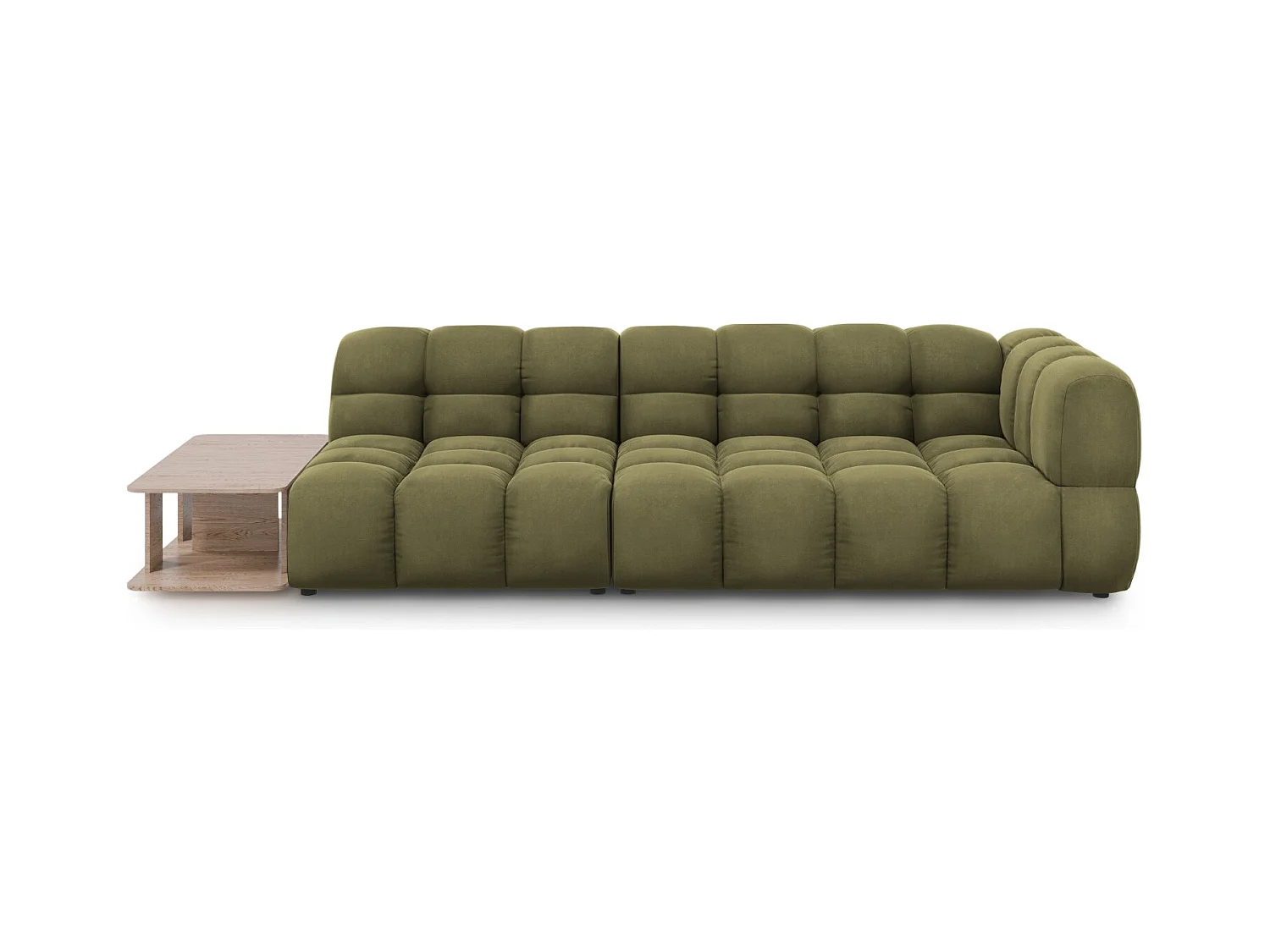 Cosmopolitan Design - Linker modulaire bank "Sky" 4 zitplaatsen, Flueel, Lichtgroen - 297x102x75cm