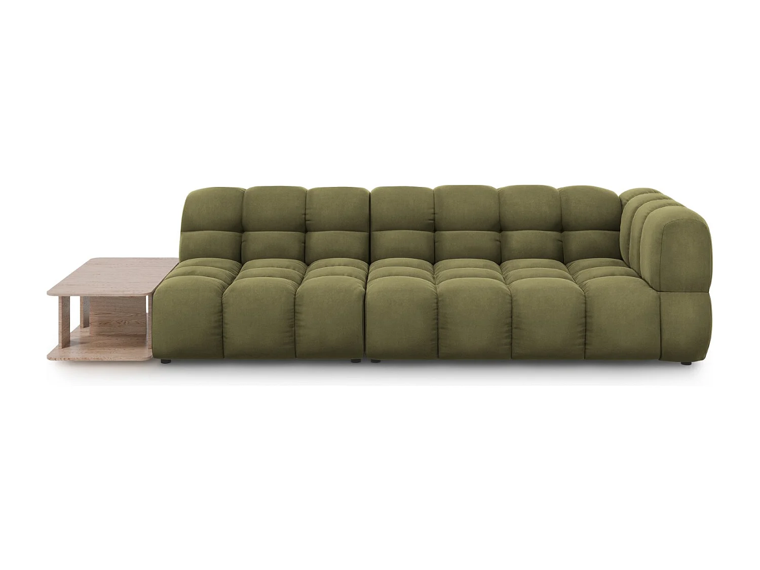 Cosmopolitan Design - Sofá modular virado para a esquerda "Sky" 4 lugares em veludo verde claro - 297x102x75cm