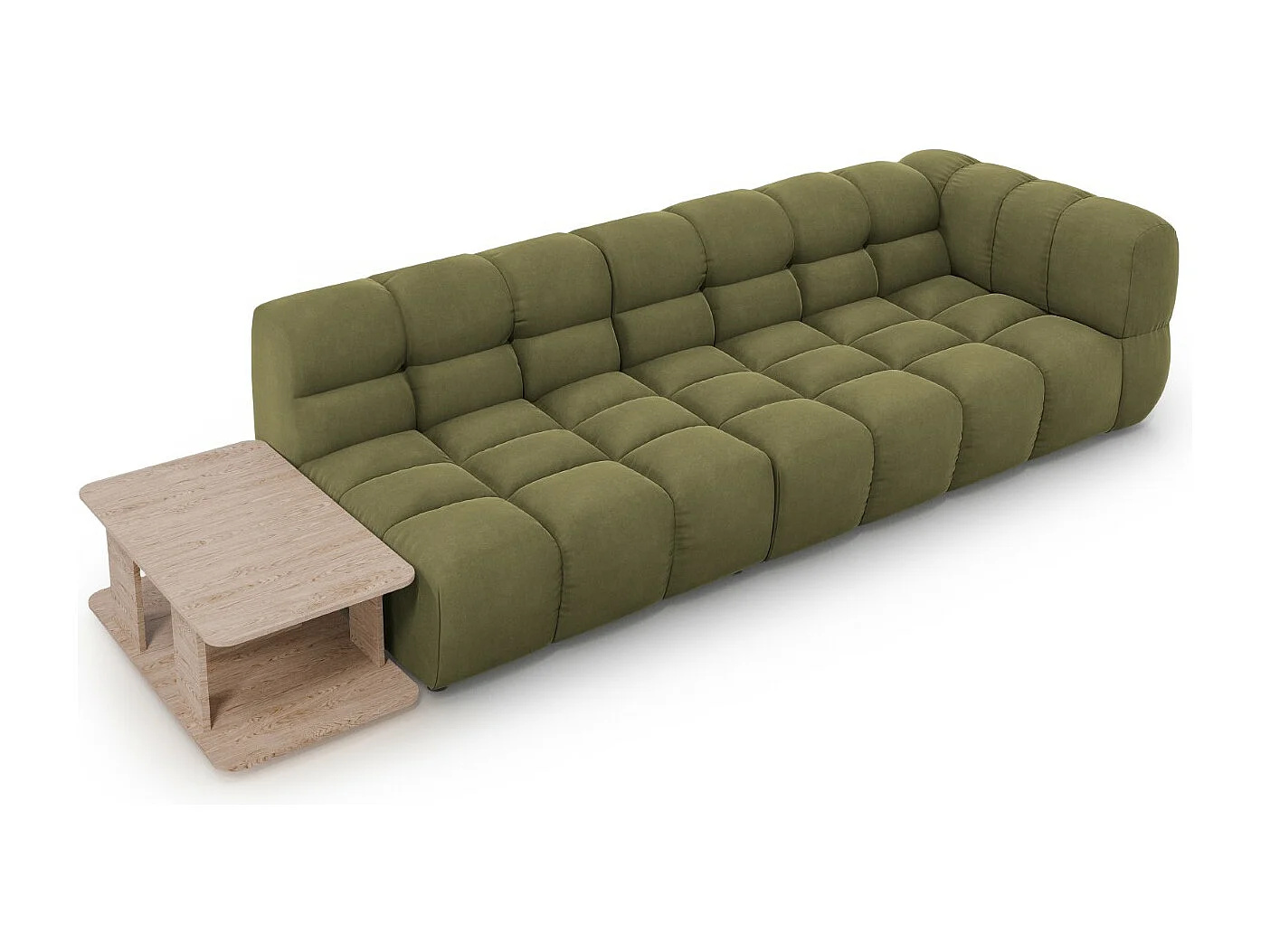 Cosmopolitan Design - Sofá modular virado para a esquerda "Sky" 4 lugares em veludo verde claro - 297x102x75cm