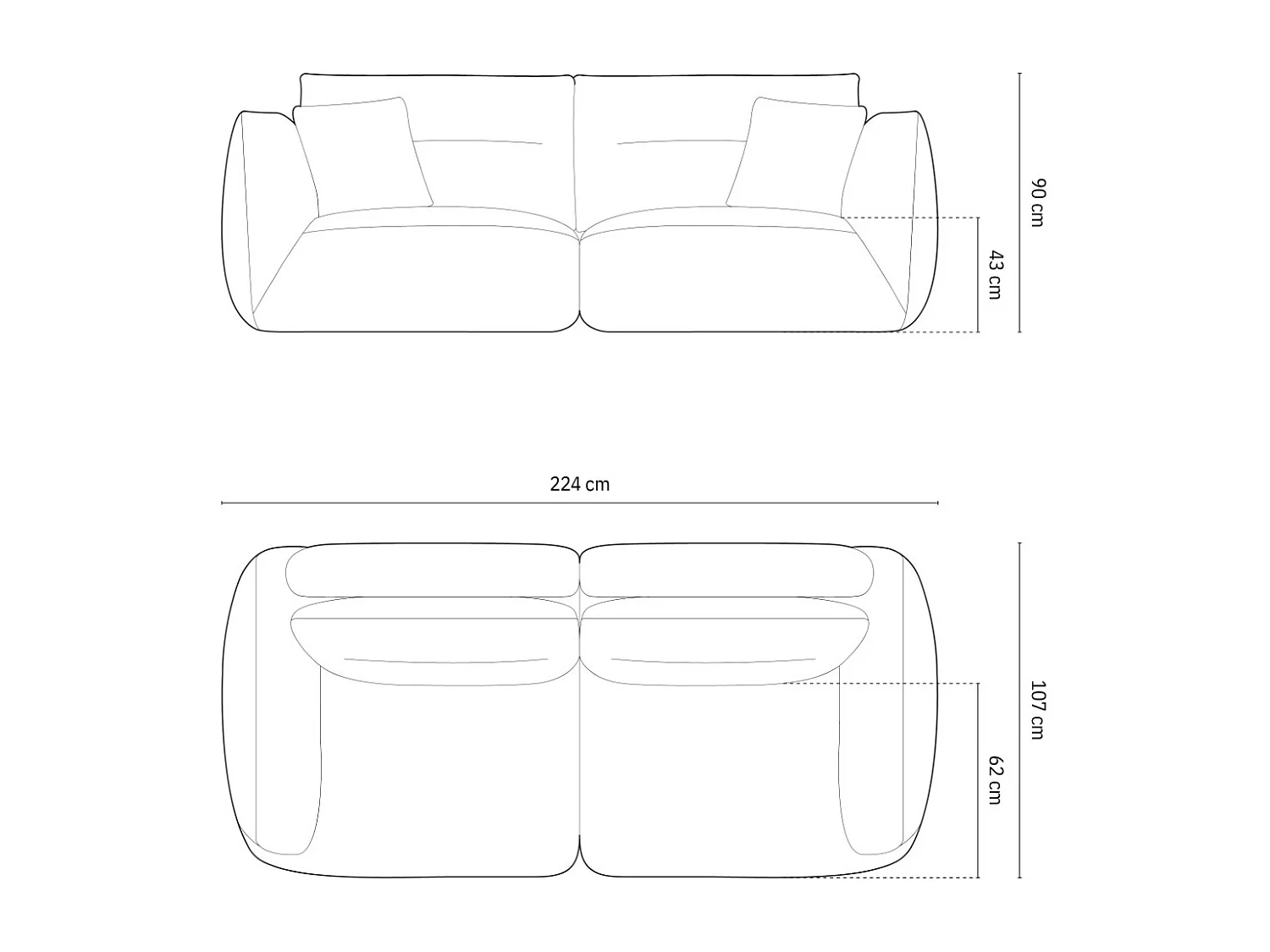 CXL by Christian Lacroix - Sofa modułowa, "Maurie" 3 miejsca welur, niebieski szary - 224x107x90cm