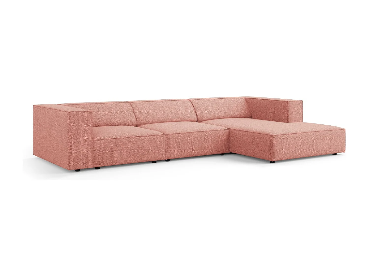 Cosmopolitan Design - Sofá esquinero derecho "Arendal" 4 plazas de tejido chenilla rosa - 284x166x70cm