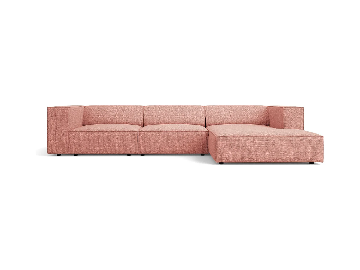Cosmopolitan Design - Canapé d'angle droit "Arendal" 4 places en chenille rose - 284x166x70cm