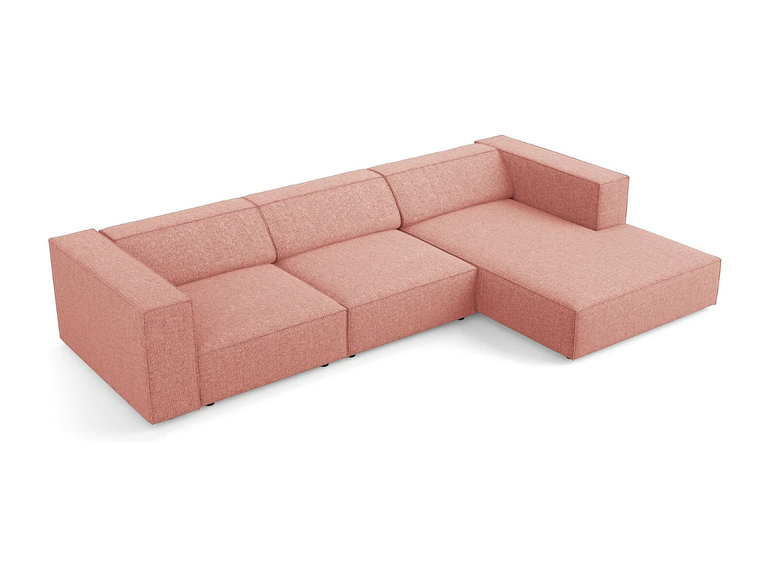 Cosmopolitan Design - Canapé d'angle droit "Arendal" 4 places en chenille rose - 284x166x70cm