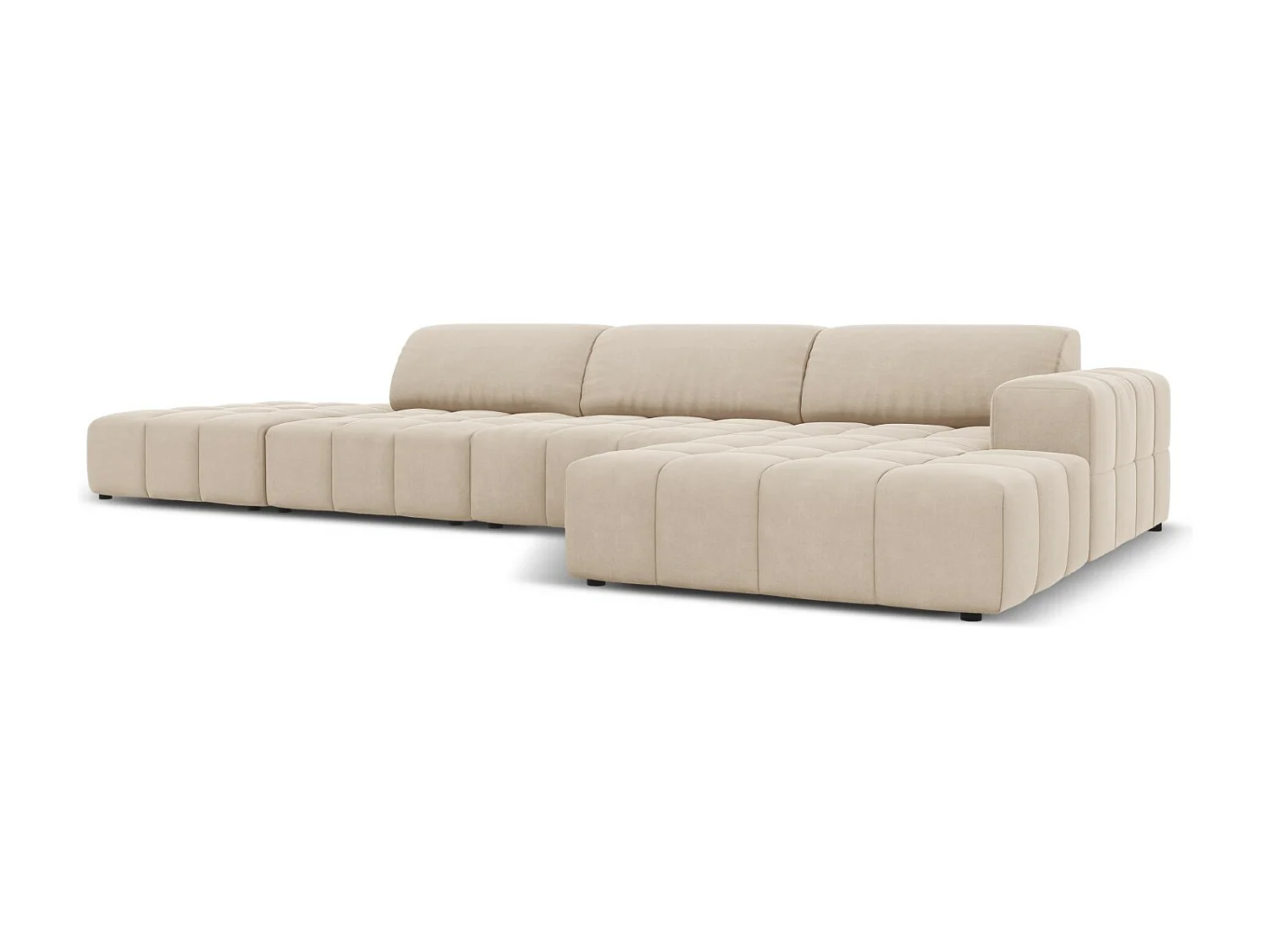 CXL by Christian Lacroix - Divano angolare destro "Luc" 5 posti in velluto beige chiaro - 341x166x70cm