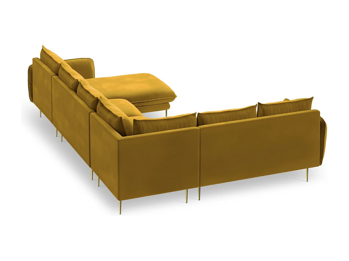 Cosmopolitan Design - 7-Sitzer Panoramasofa links "Vienna" aus Samt gelb - 330x235x95cm