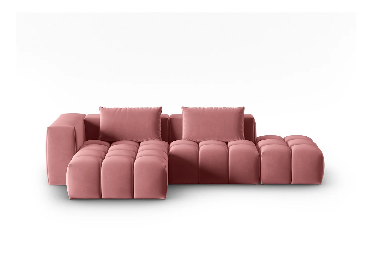 CXL by Christian Lacroix - Modulaire hoekbank links "Lorella" 4 zitplaatsen, Flueel, Zalm - 265x145x70cm