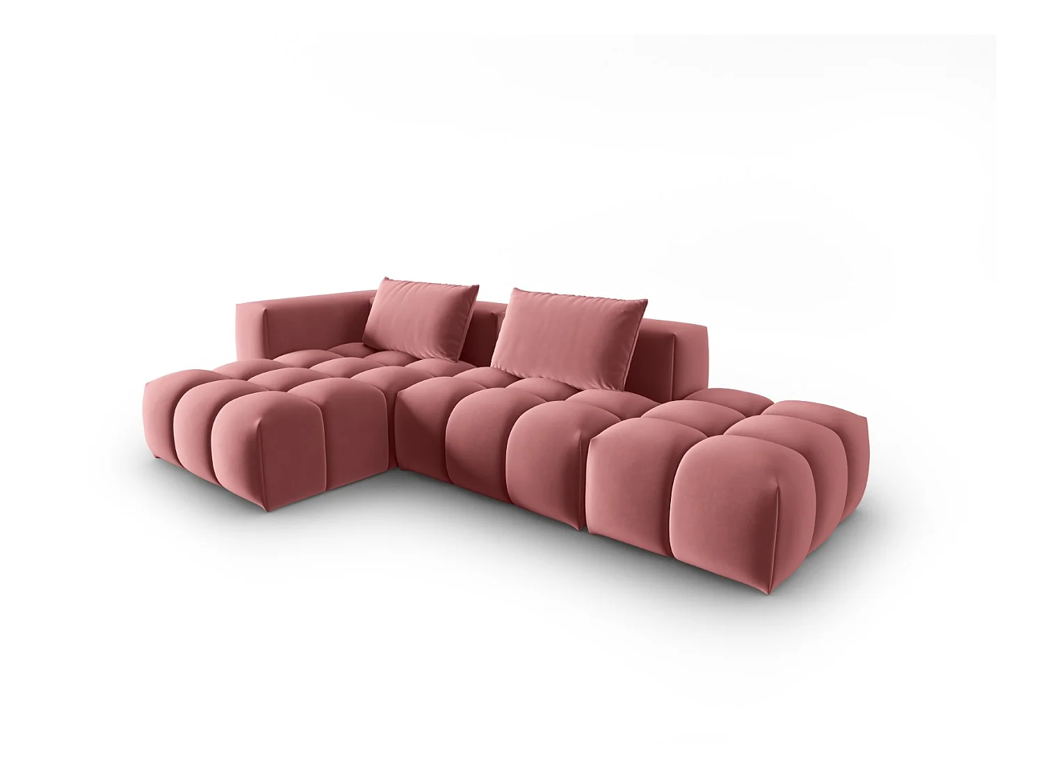 CXL by Christian Lacroix - Modulaire hoekbank links "Lorella" 4 zitplaatsen, Flueel, Zalm - 265x145x70cm