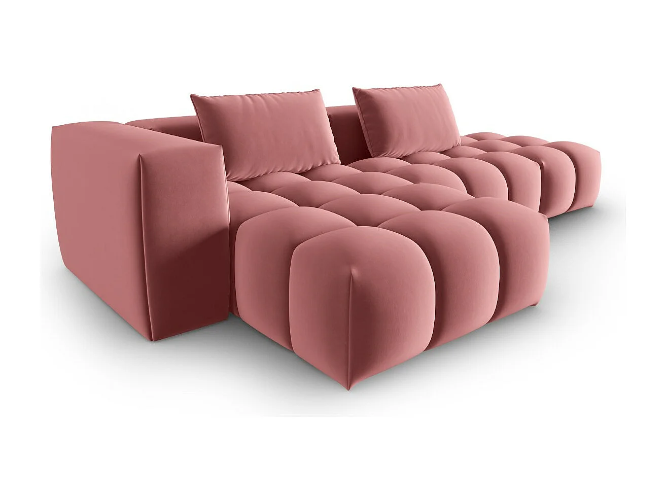 CXL by Christian Lacroix - Canapé d'angle gauche modulable "Lorella" 4 places en velours saumon - 265x145x70cm