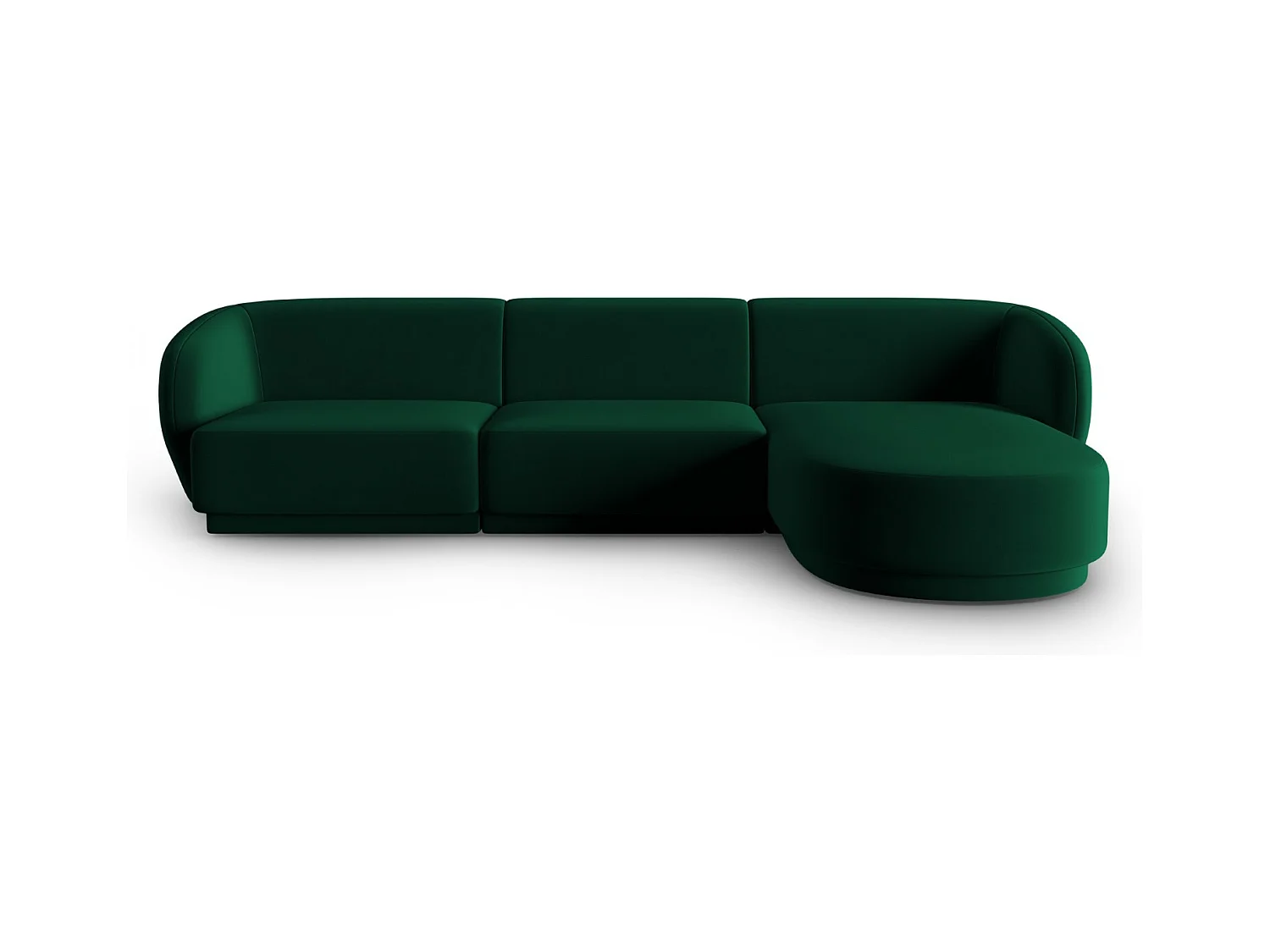 CXL by Christian Lacroix - Canapé d'angle droit modulable "Lionel" 4 places en velours vert bouteille - 266x155x74cm
