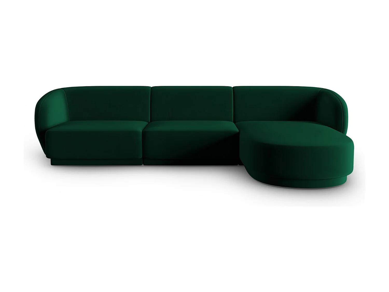 CXL by Christian Lacroix - Canapé d'angle droit modulable "Lionel" 4 places en velours vert bouteille - 266x155x74cm