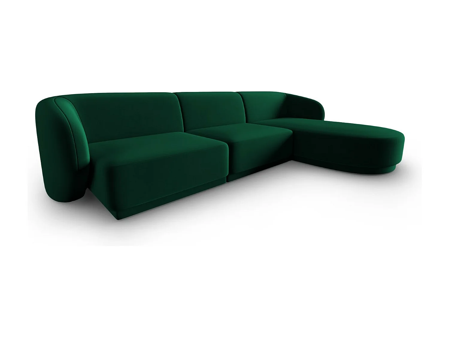 CXL by Christian Lacroix - Canapé d'angle droit modulable "Lionel" 4 places en velours vert bouteille - 266x155x74cm