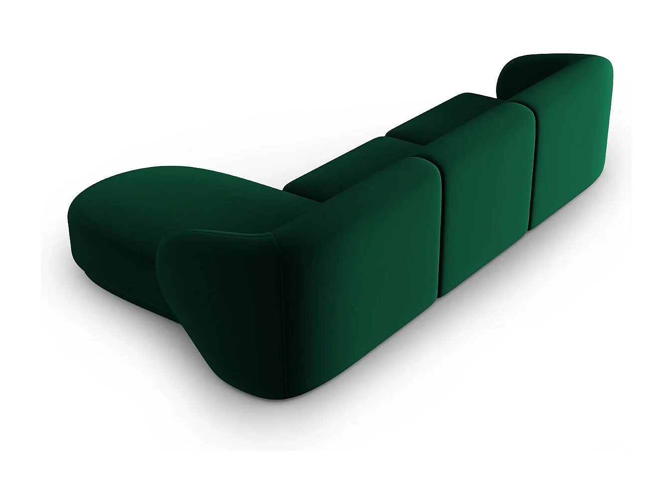 CXL by Christian Lacroix - Canapé d'angle droit modulable "Lionel" 4 places en velours vert bouteille - 266x155x74cm