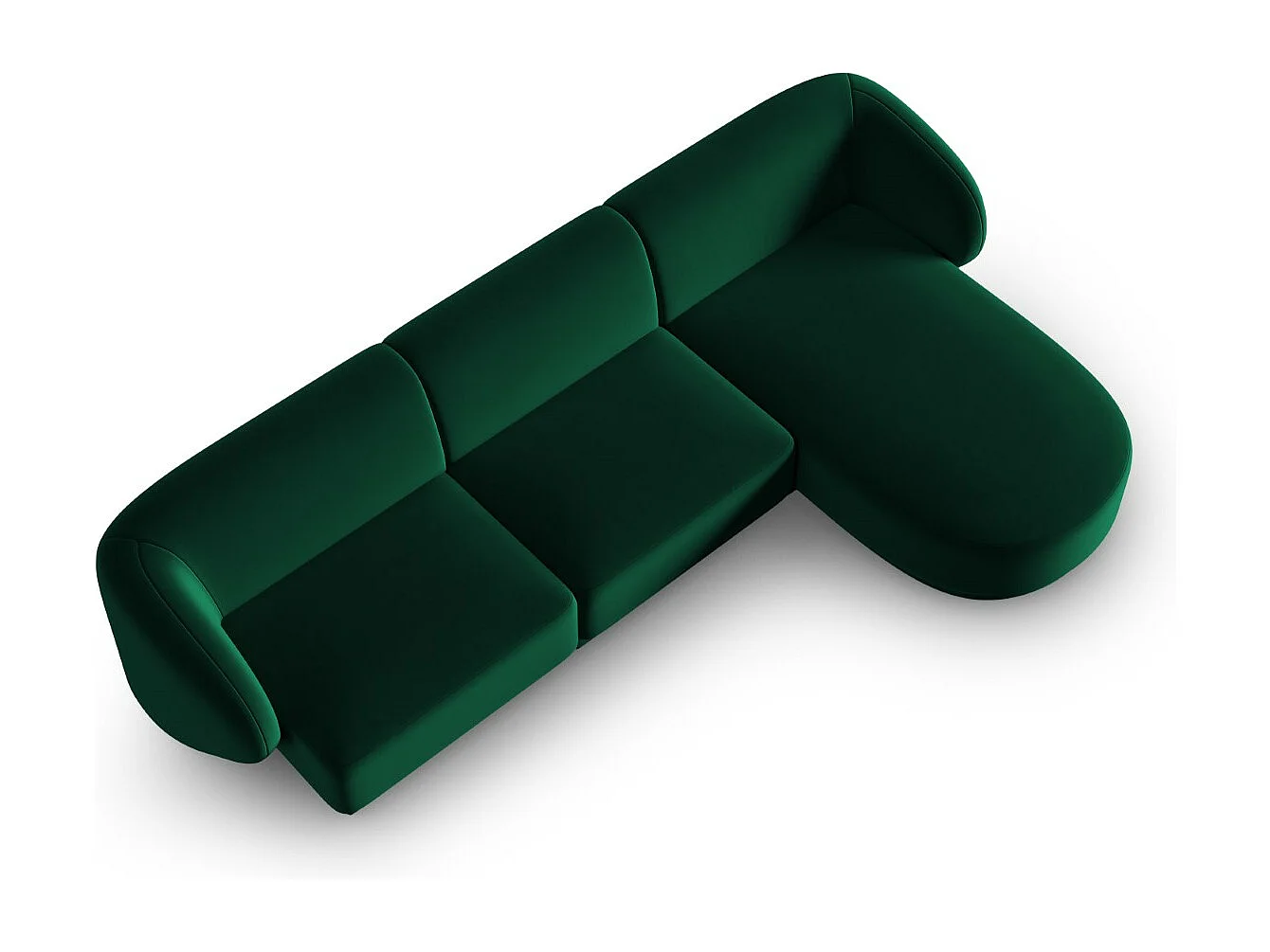 CXL by Christian Lacroix - Canapé d'angle droit modulable "Lionel" 4 places en velours vert bouteille - 266x155x74cm