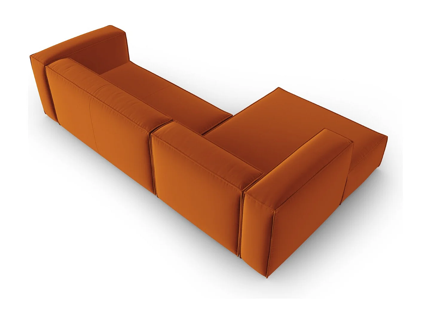 Cosmopolitan Design - Narożnik lewy, "Mackay" 4 miejsca welur, terakota - 282x166x73cm