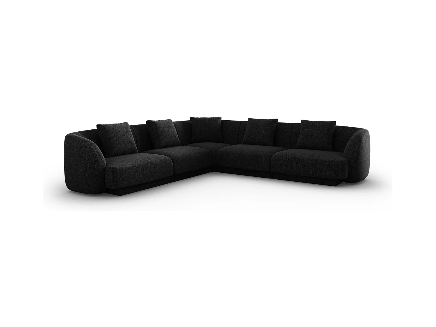 Cosmopolitan Design - Symmetrische hoekbank "Tulum" 5 zitplaatsen, Chenille, Zwart - 255x255x70cm