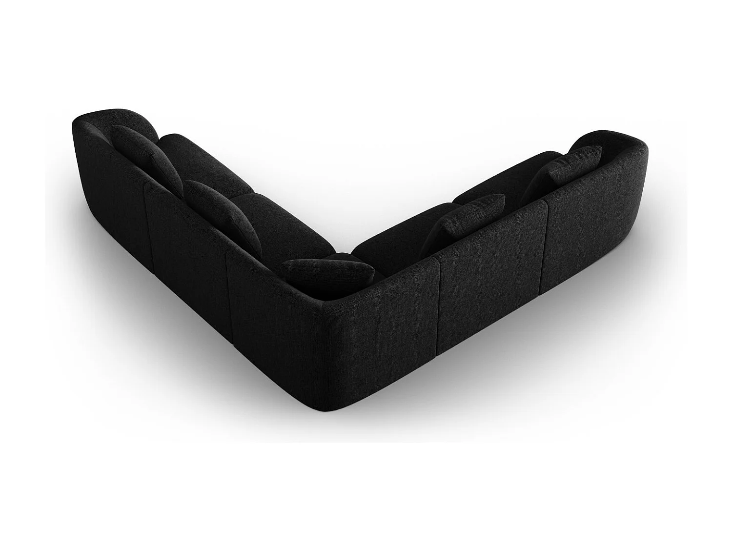 Cosmopolitan Design - Canapé d'angle symétrique "Tulum" 5 places en chenille noir - 255x255x70cm