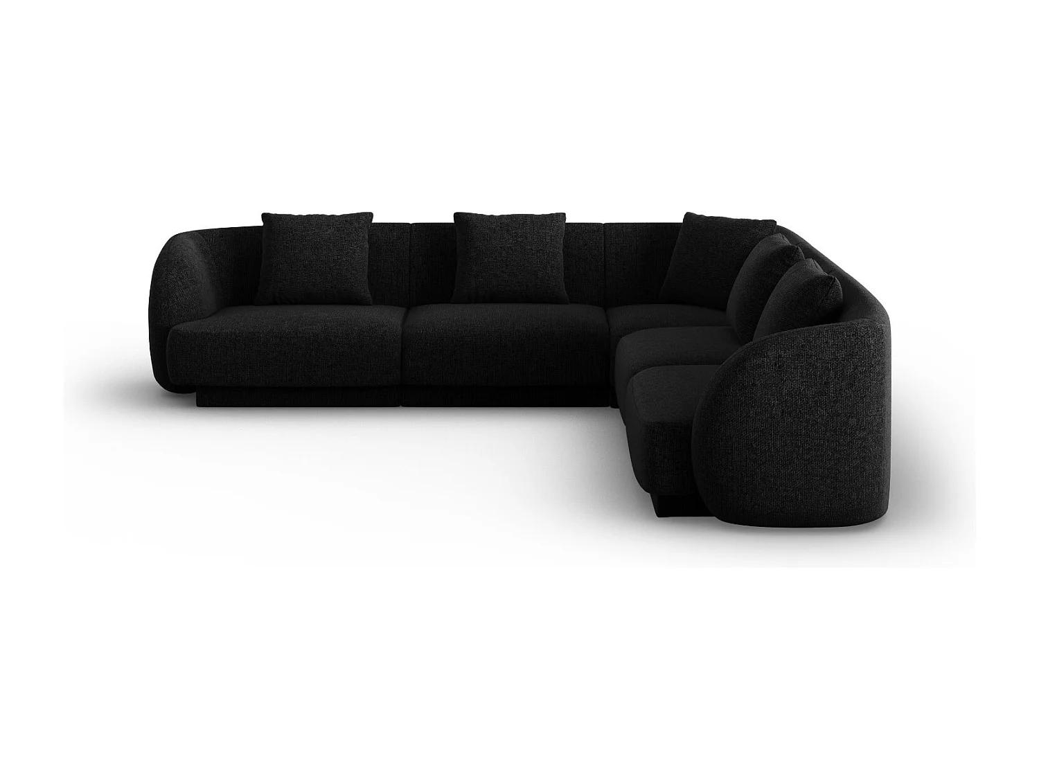 Cosmopolitan Design - Canapé d'angle symétrique "Tulum" 5 places en chenille noir - 255x255x70cm