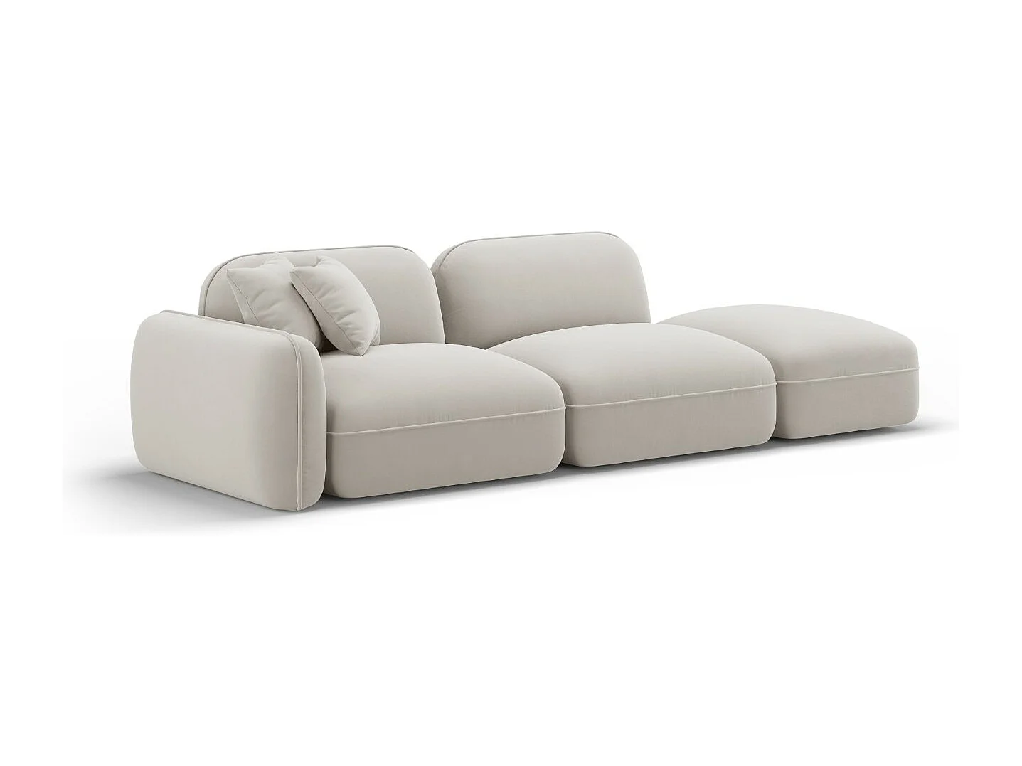 CXL by Christian Lacroix - Sofa modułowa bok prawy, "Lucien" 3 miejsca welur, beż jasny - 295x90x70cm