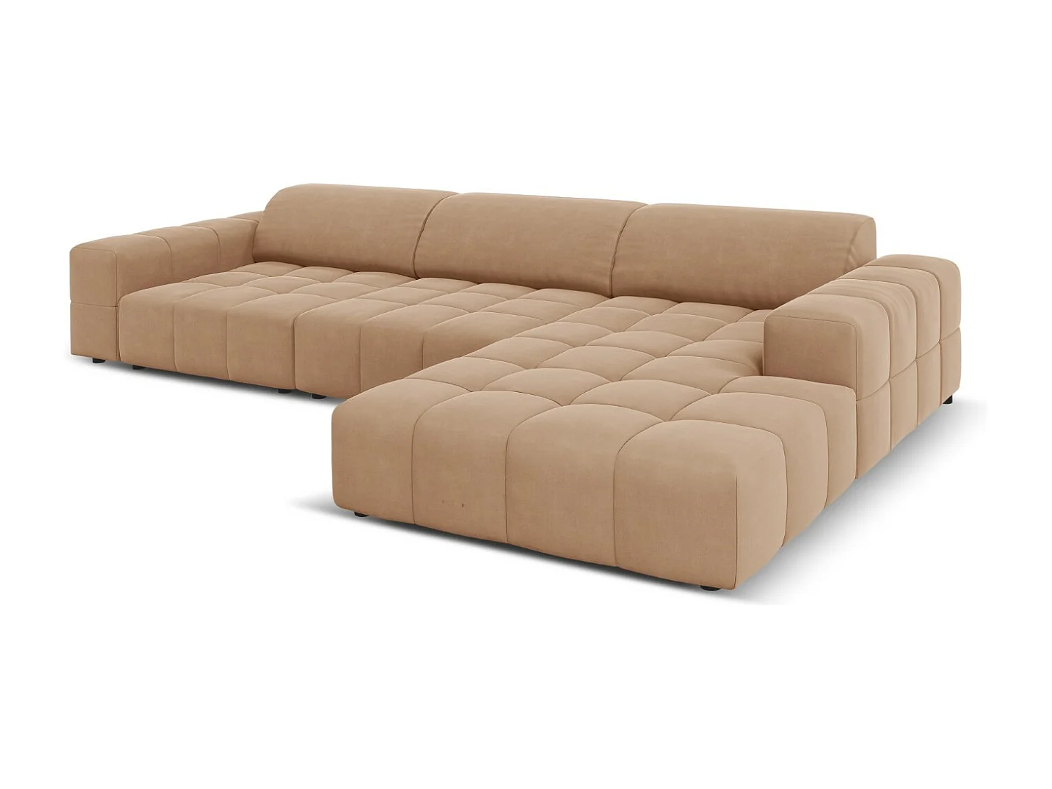 CXL by Christian Lacroix - 4-Sitzer Ecksofa rechts "Luc" Sitzer aus Samt dunkelbeige - 284x166x70cm