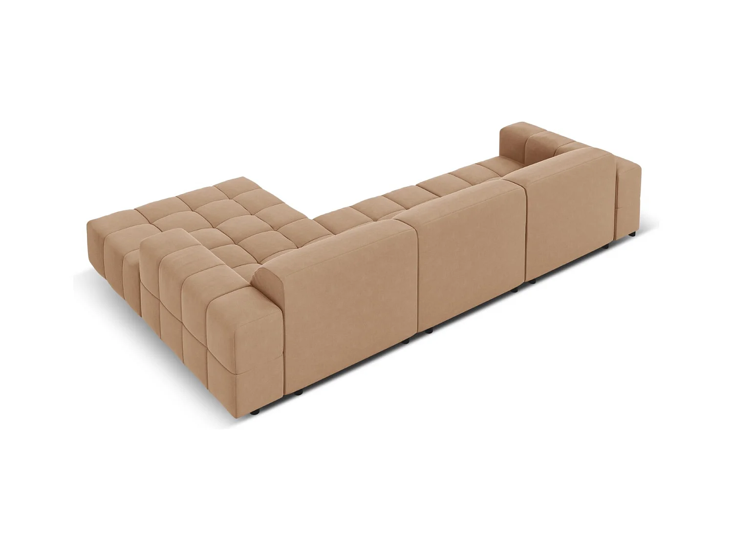 CXL by Christian Lacroix - Canapé d'angle droit "Luc" 4 places en velours beige foncé - 284x166x70cm