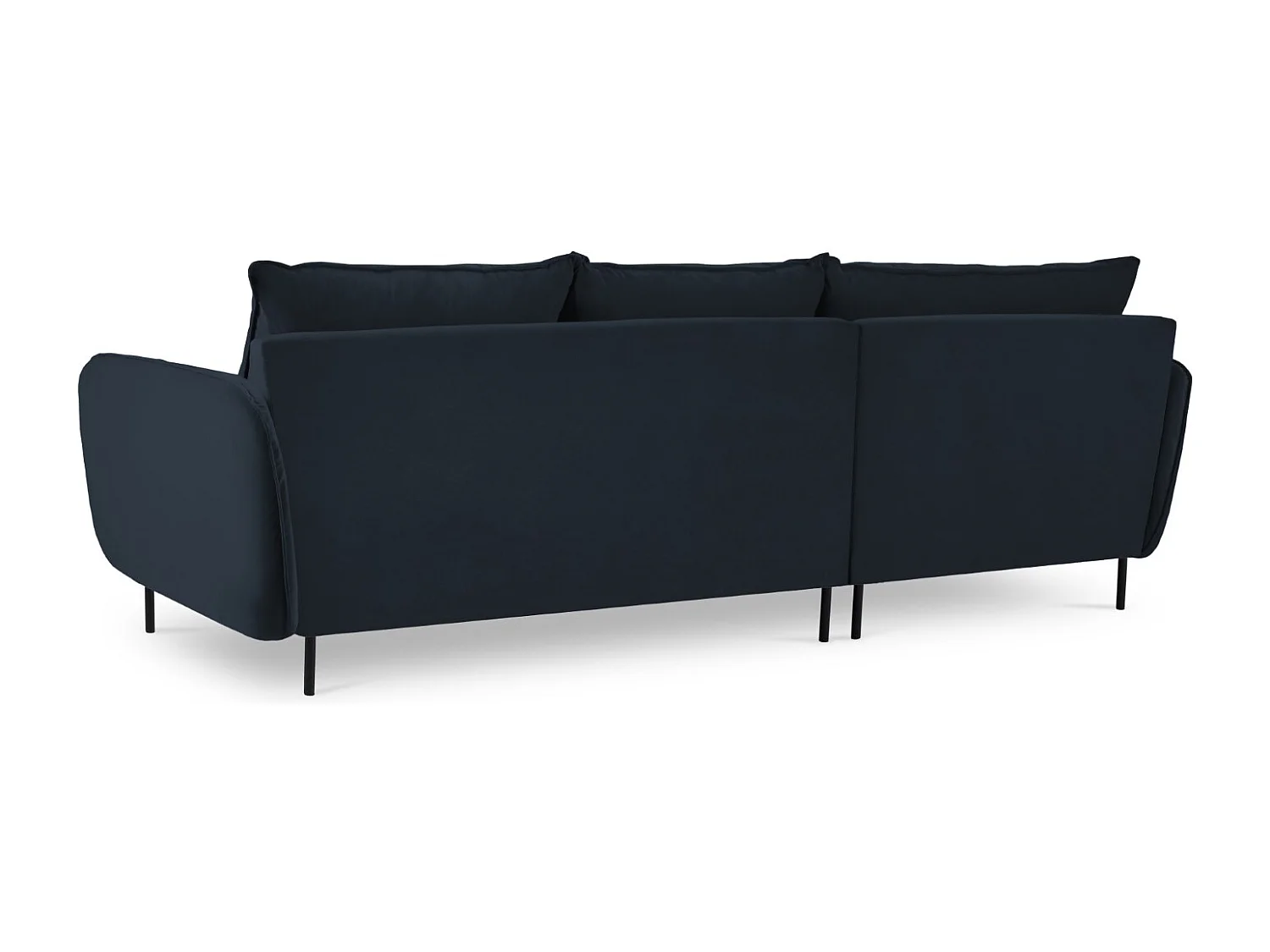 Cosmopolitan Design - Sofá esquinero izquierdo "Vienna" 5 plazas de terciopelo azul oscuro - 255x170x95cm