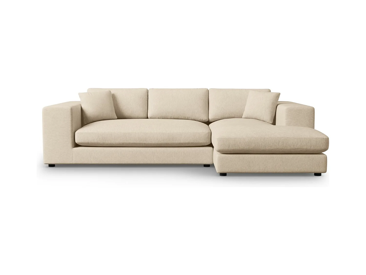 CXL by Christian Lacroix - Canapé d'angle droit "Tendance" 5 places en tissu structurel beige - 282x174x72cm