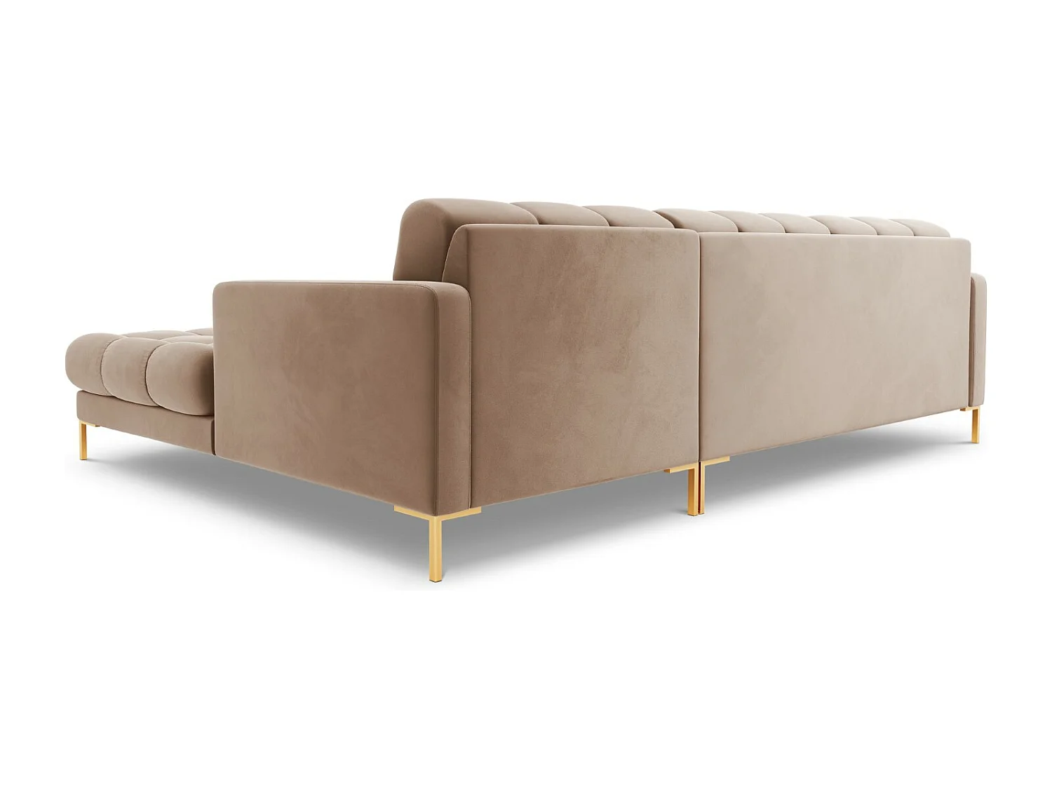 Cosmopolitan Design - 5-Sitzer Ecksofa rechts "Bali" aus Samt beige - 293x185x75cm