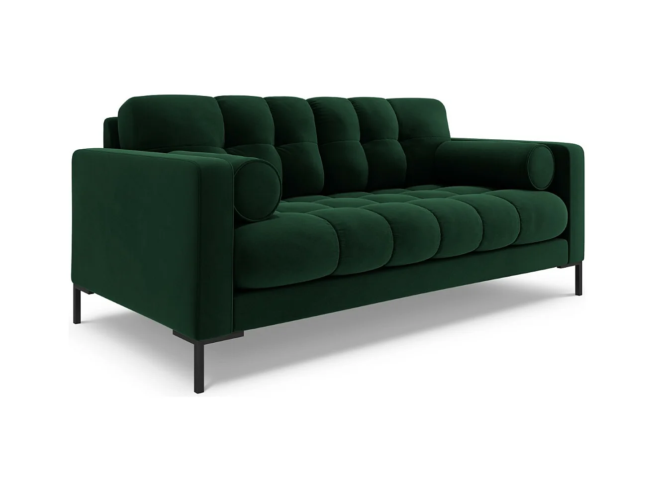 Cosmopolitan Design - Canapé "Bali" 2 places en velours vert bouteille - 152x92x75cm