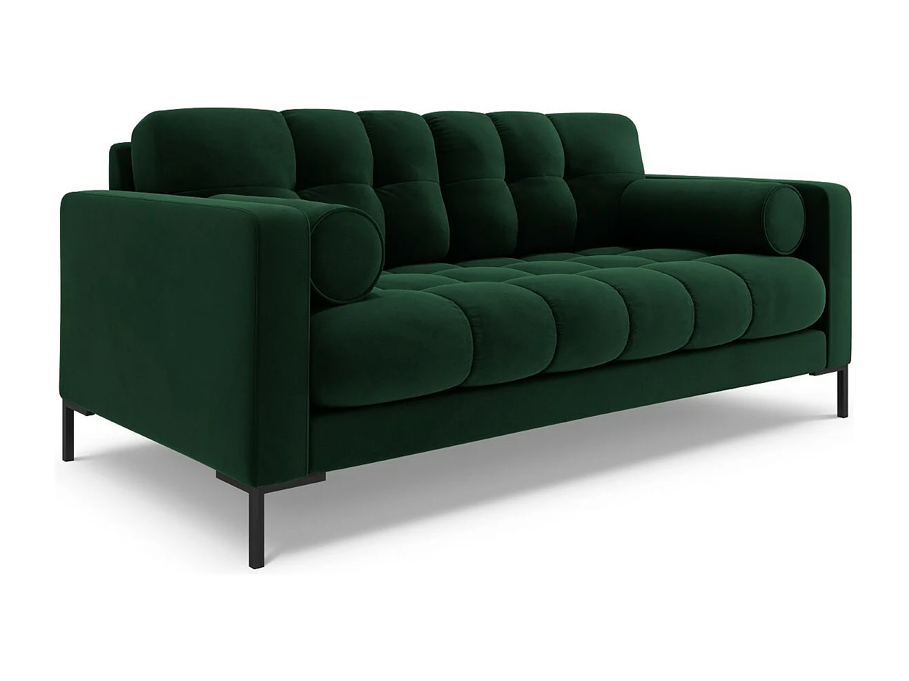 Cosmopolitan Design - Sofá "Bali" 2 lugares em veludo verde garrafa - 152x92x75cm