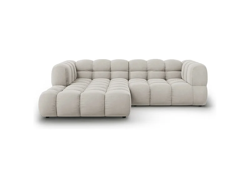 Cosmopolitan Design - 3-Sitzer modulares Ecksofa links "Sky" aus Samt leichtes beige - 244x162x75cm