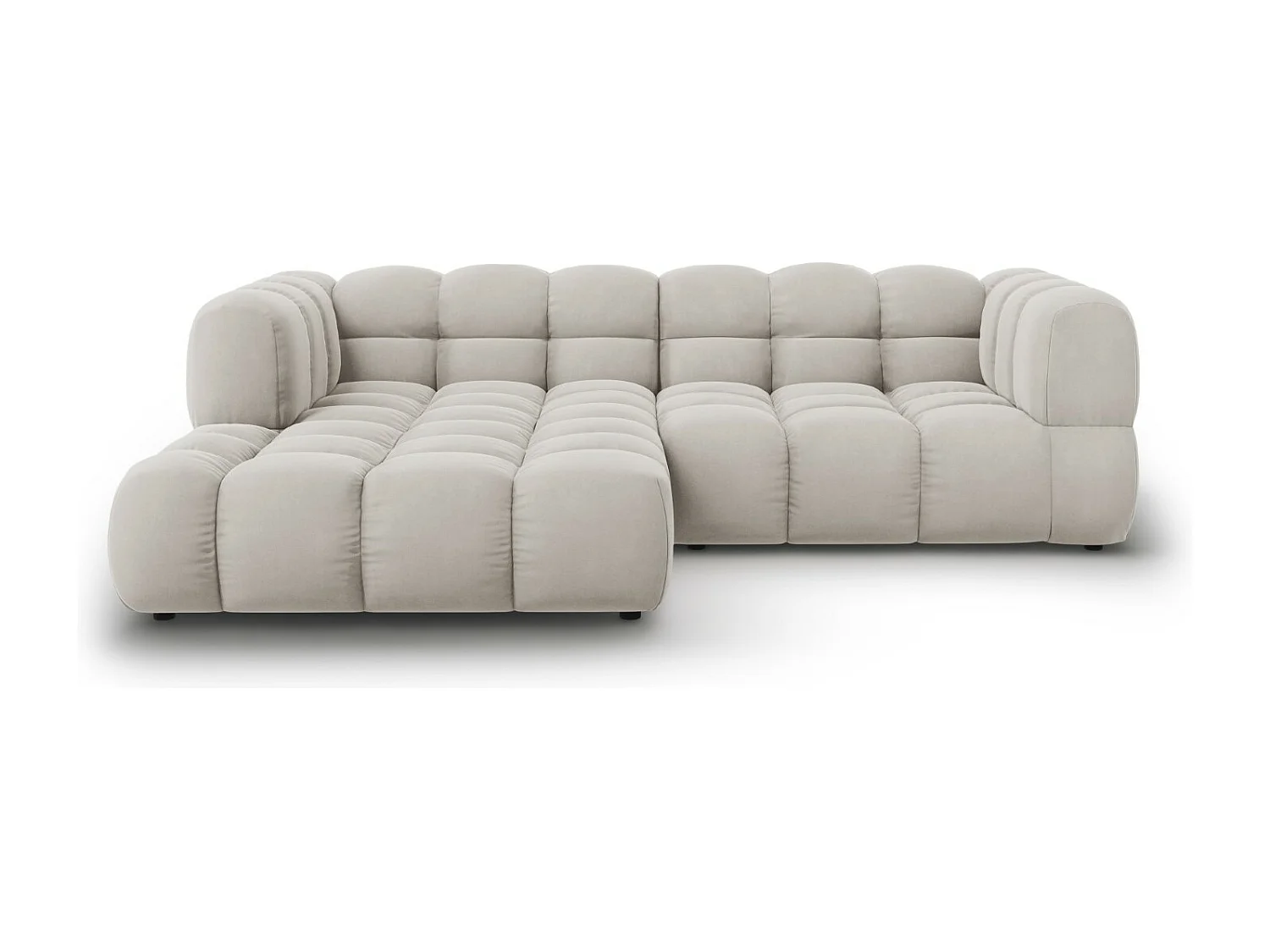 Cosmopolitan Design - 3-Sitzer modulares Ecksofa links "Sky" aus Samt leichtes beige - 244x162x75cm