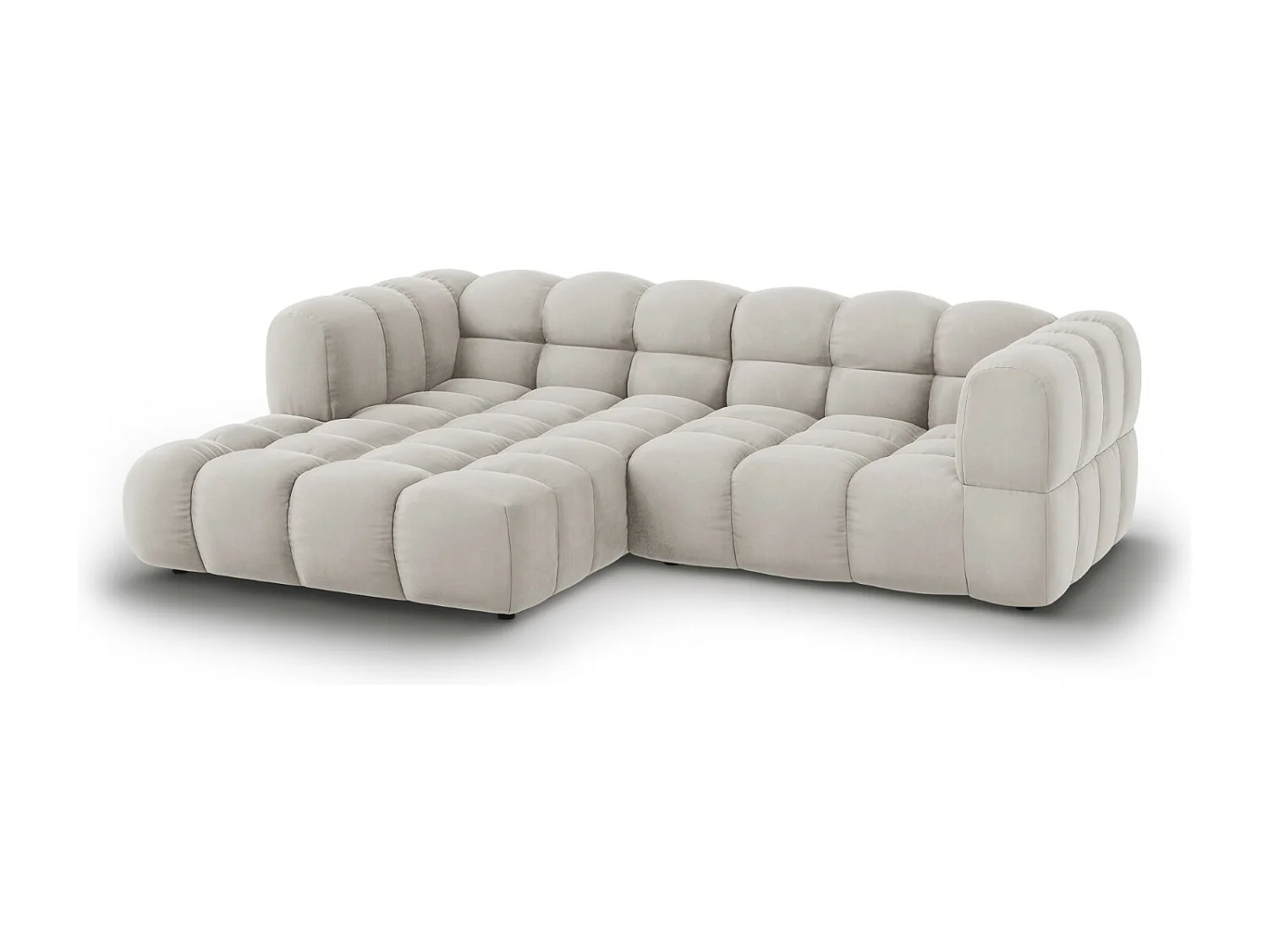 Cosmopolitan Design - 3-Sitzer modulares Ecksofa links "Sky" aus Samt leichtes beige - 244x162x75cm