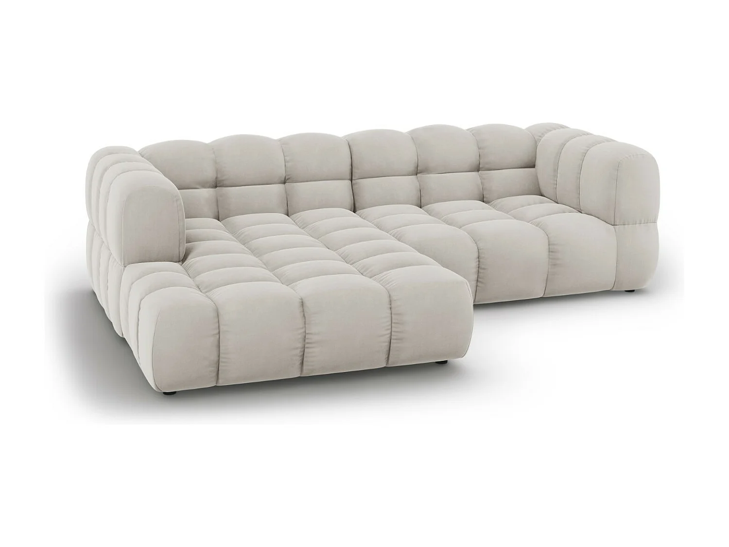 Cosmopolitan Design - 3-Sitzer modulares Ecksofa links "Sky" aus Samt leichtes beige - 244x162x75cm