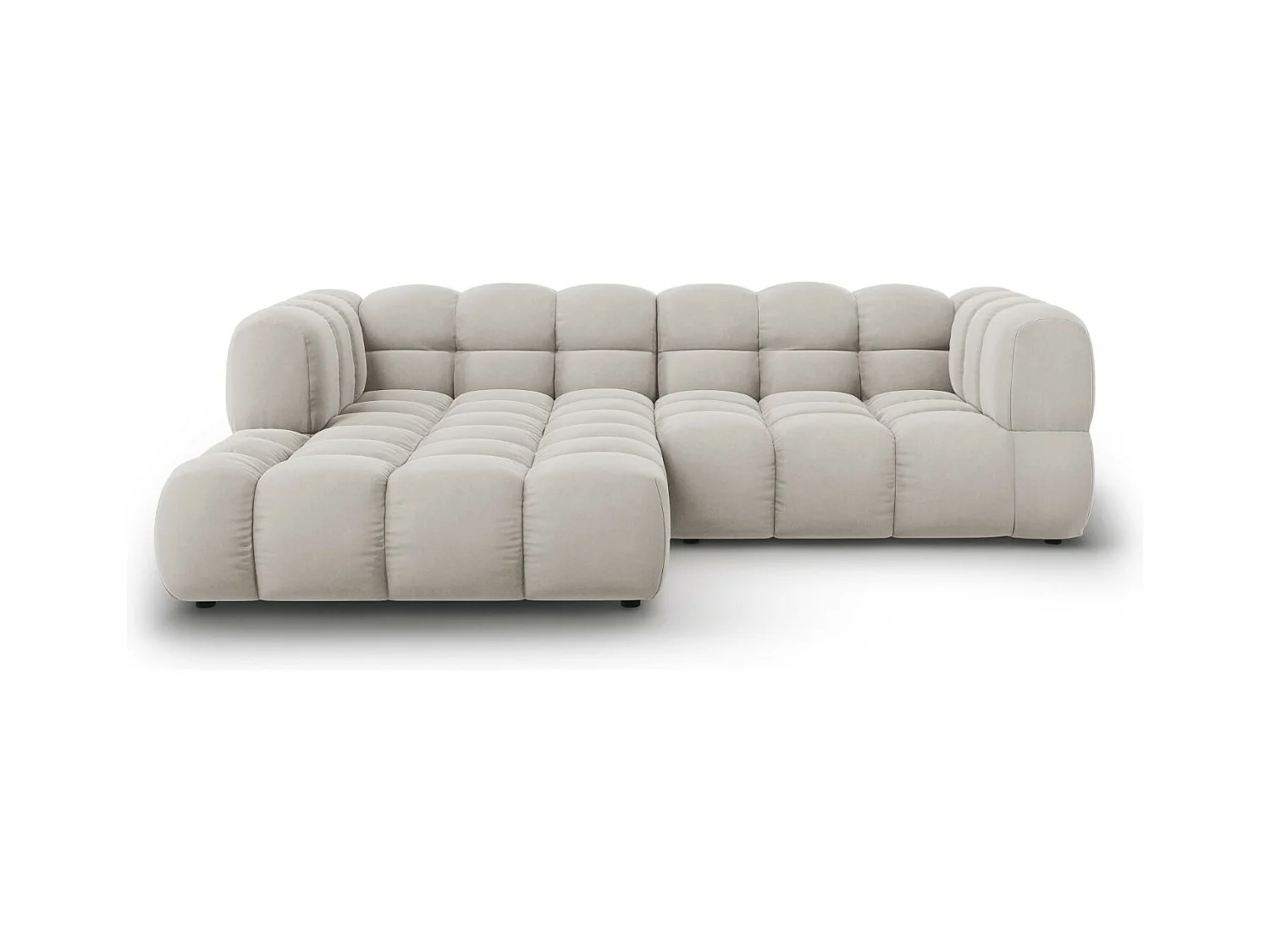 Cosmopolitan Design - Canapé d'angle gauche modulable "Sky" 3 places en velours beige clair - 244x162x75cm