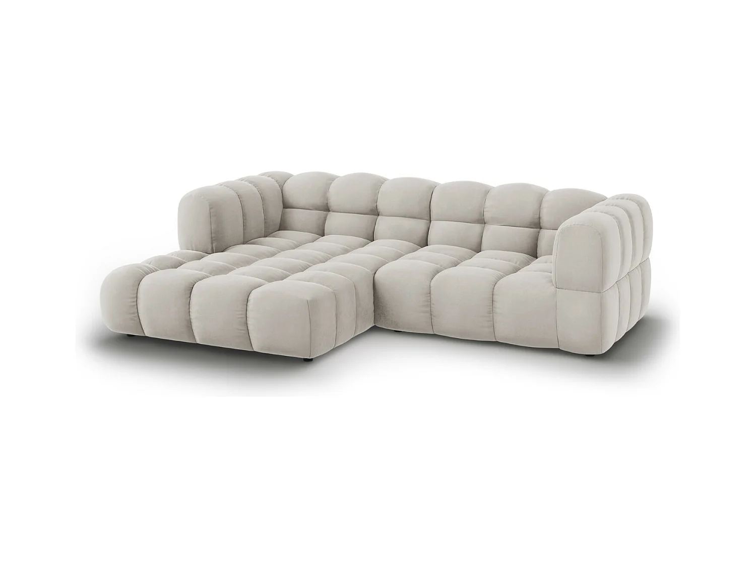 Cosmopolitan Design - Canapé d'angle gauche modulable "Sky" 3 places en velours beige clair - 244x162x75cm