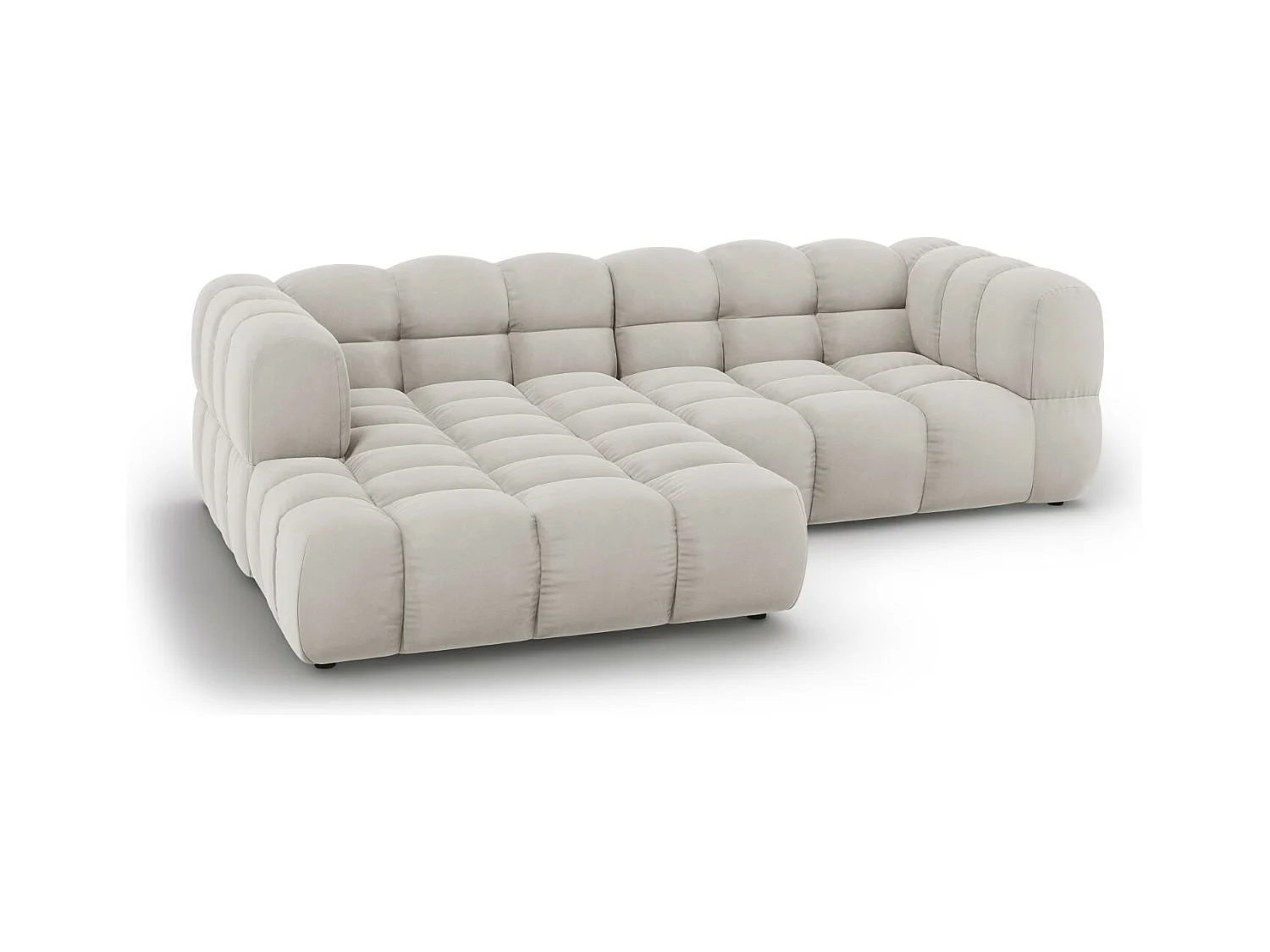 Cosmopolitan Design - Canapé d'angle gauche modulable "Sky" 3 places en velours beige clair - 244x162x75cm