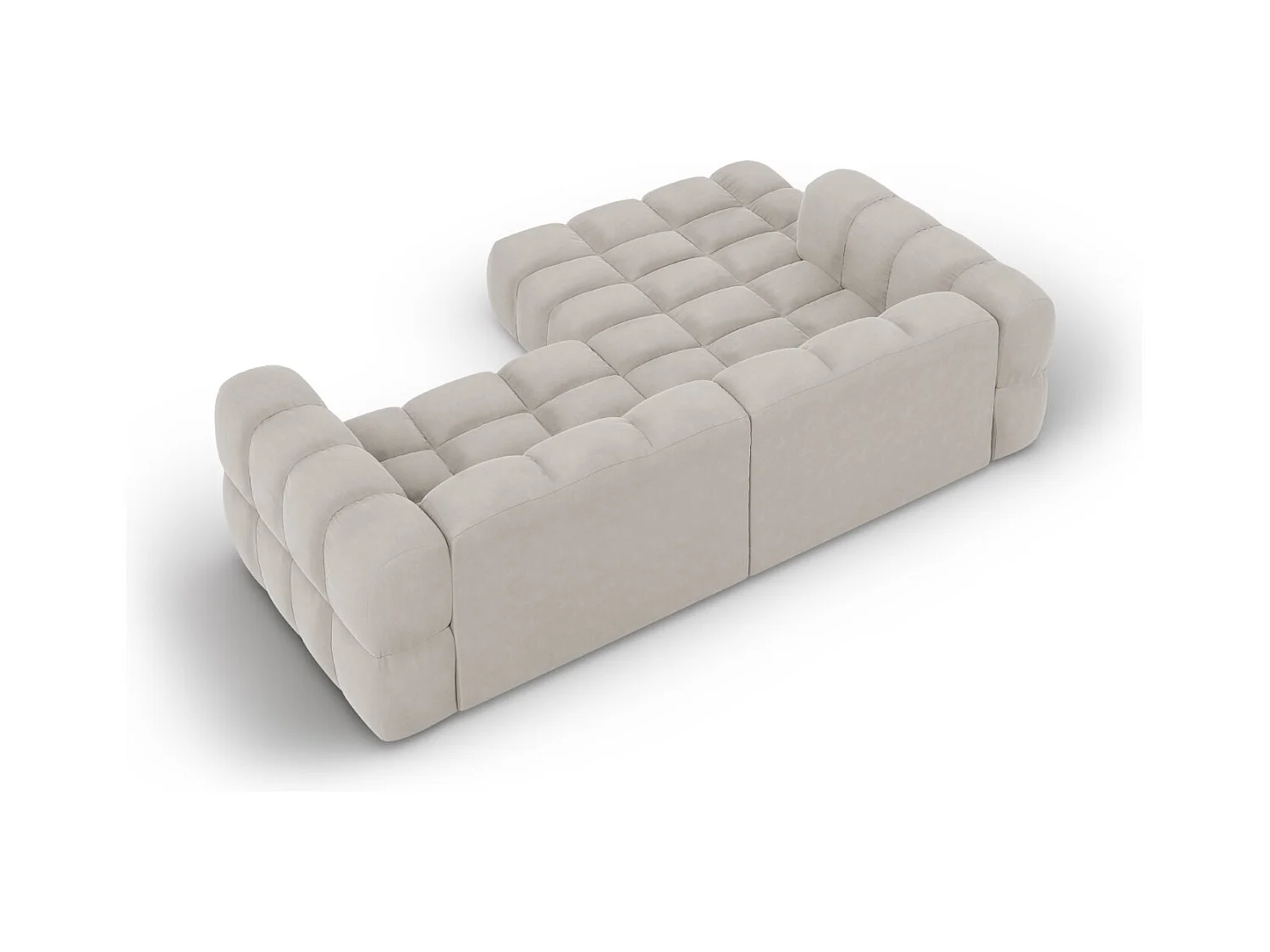 Cosmopolitan Design - Canapé d'angle gauche modulable "Sky" 3 places en velours beige clair - 244x162x75cm