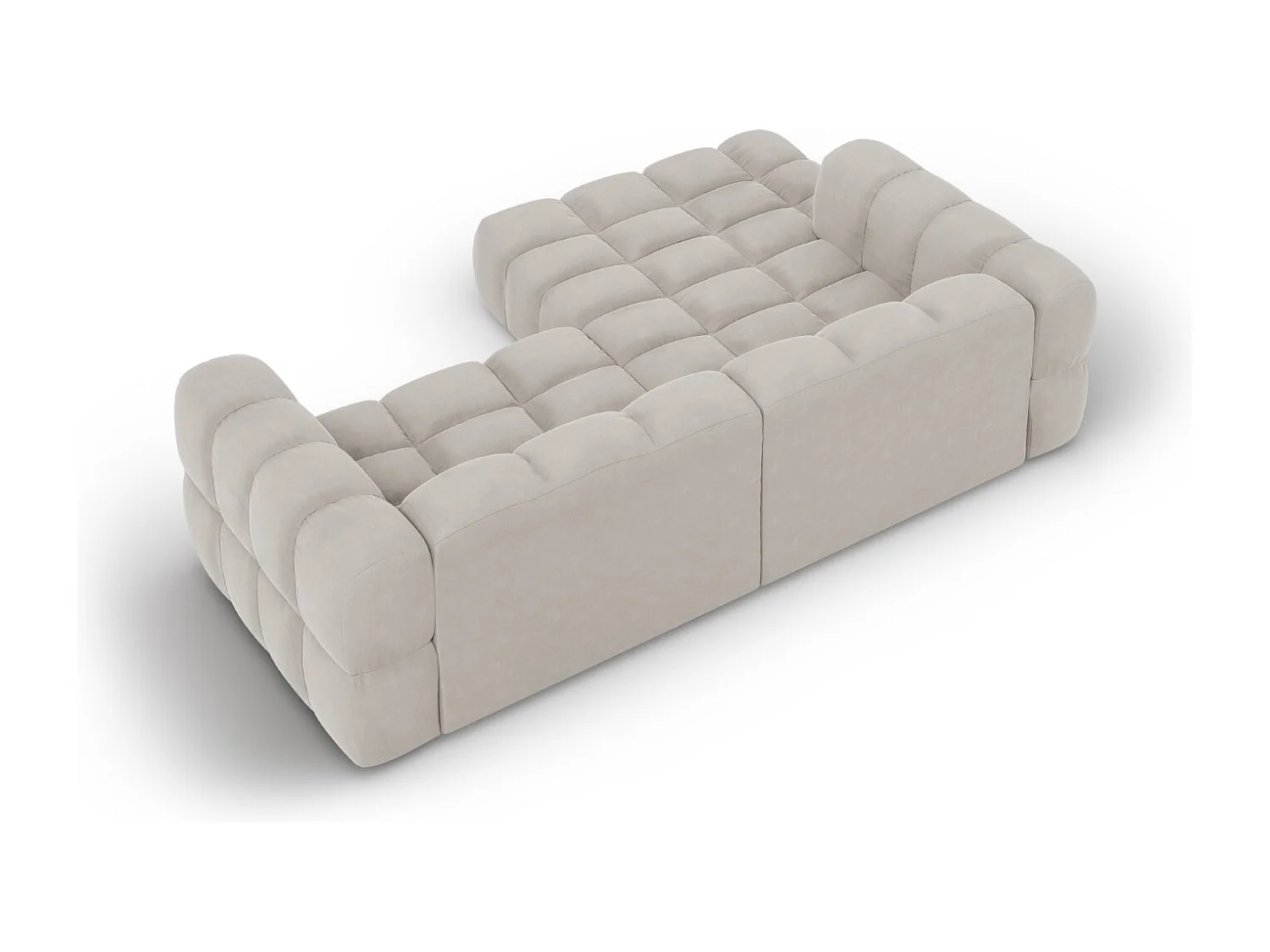 Cosmopolitan Design - Sofá modular de canto esquerdo "Sky" 3 lugares em veludo bege claro - 244x162x75cm