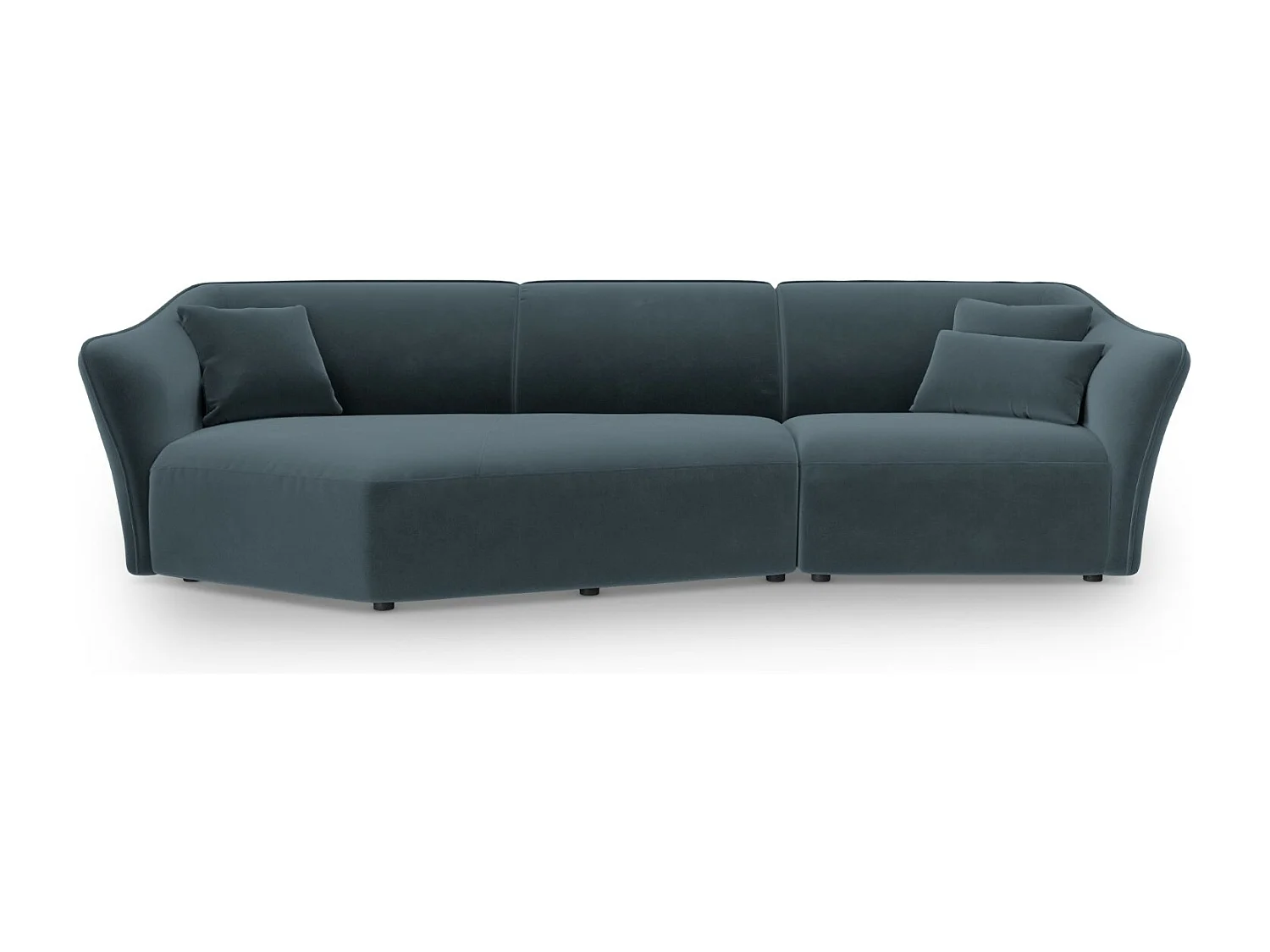 Cosmopolitan Design - Canapé d'angle gauche modulable "Tokyo" 5 places en velours bleu pastel - 292x138x79cm